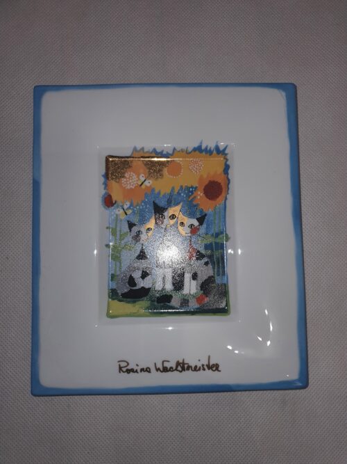 Goebel Rosina Wachtmeister Porcelán kép Tre gatti e girasole